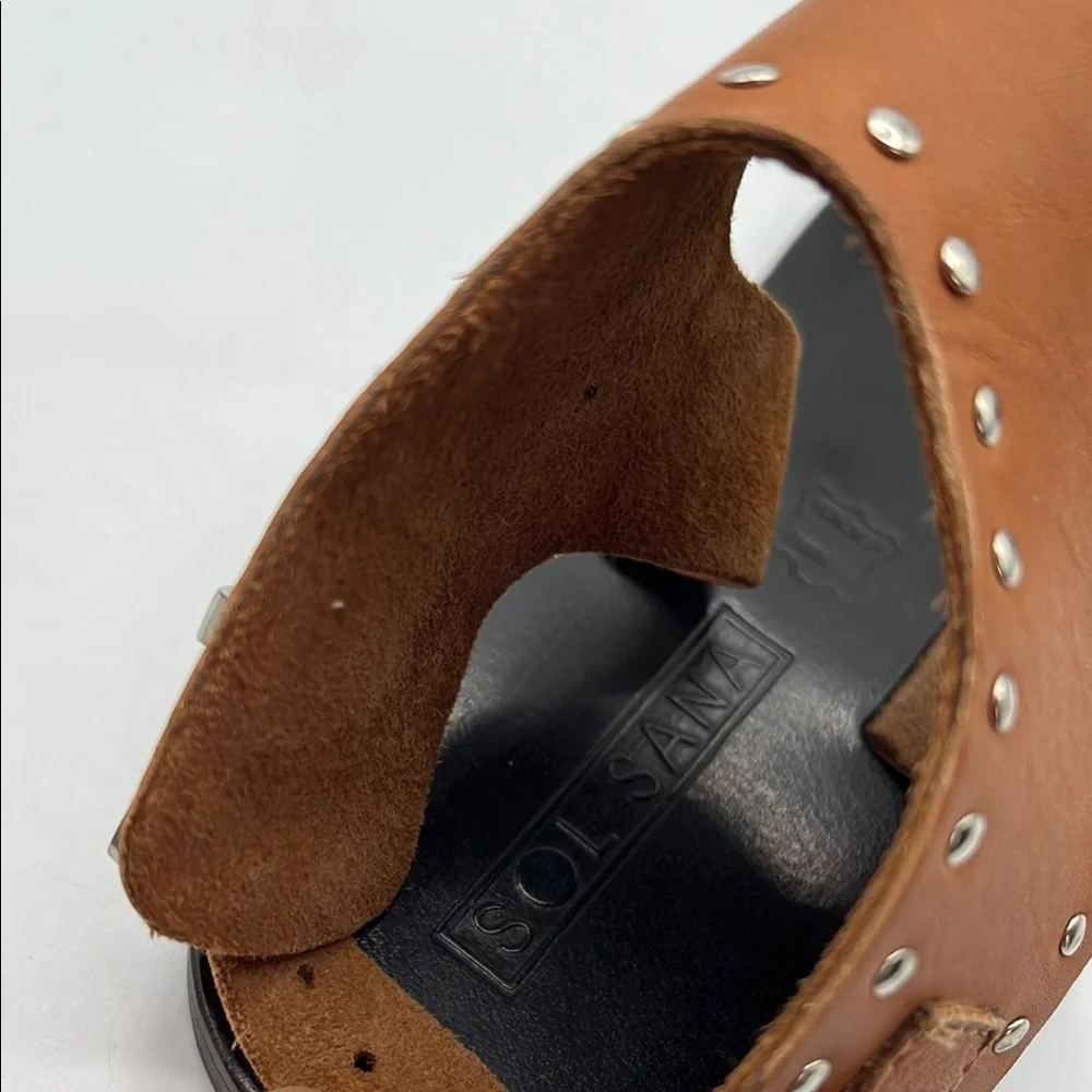 Sol Sana‎ Sz 7 Brown Silver Studded Sandals Boho